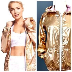 NEW! GOLD METALLIC FESTIVAL JACKET Forever 21 Active Size Small Oversized